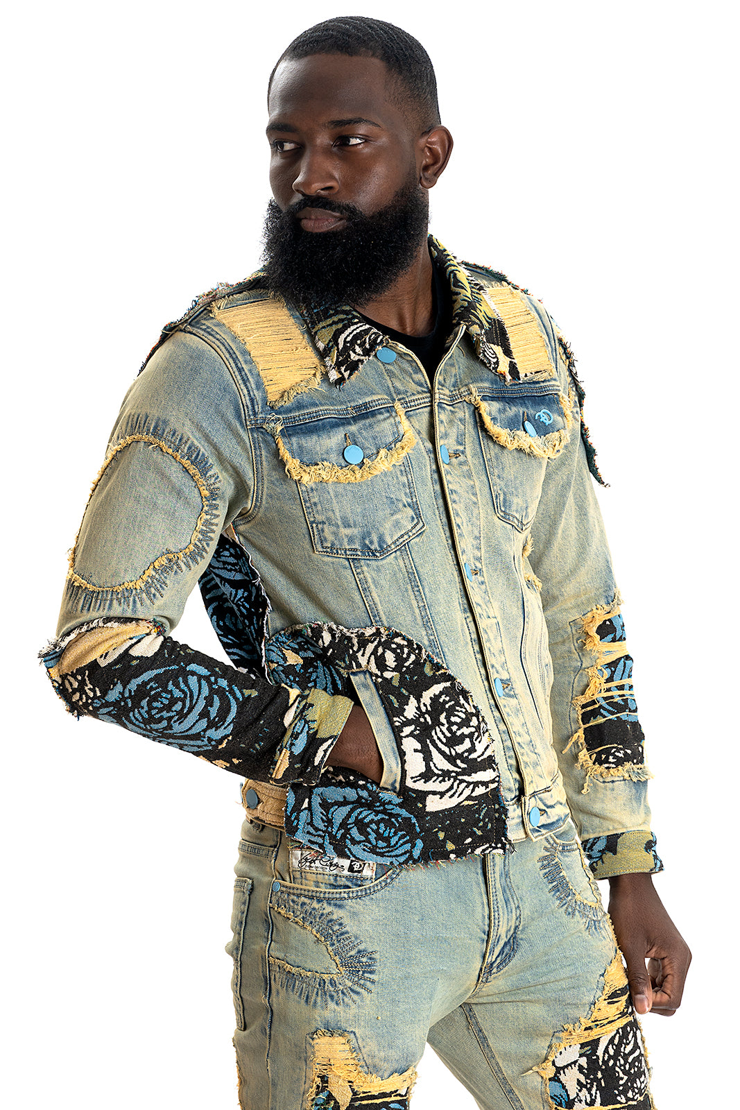 Makobi F1044 Cashay Tapestry Denim Jacket in Dirt
