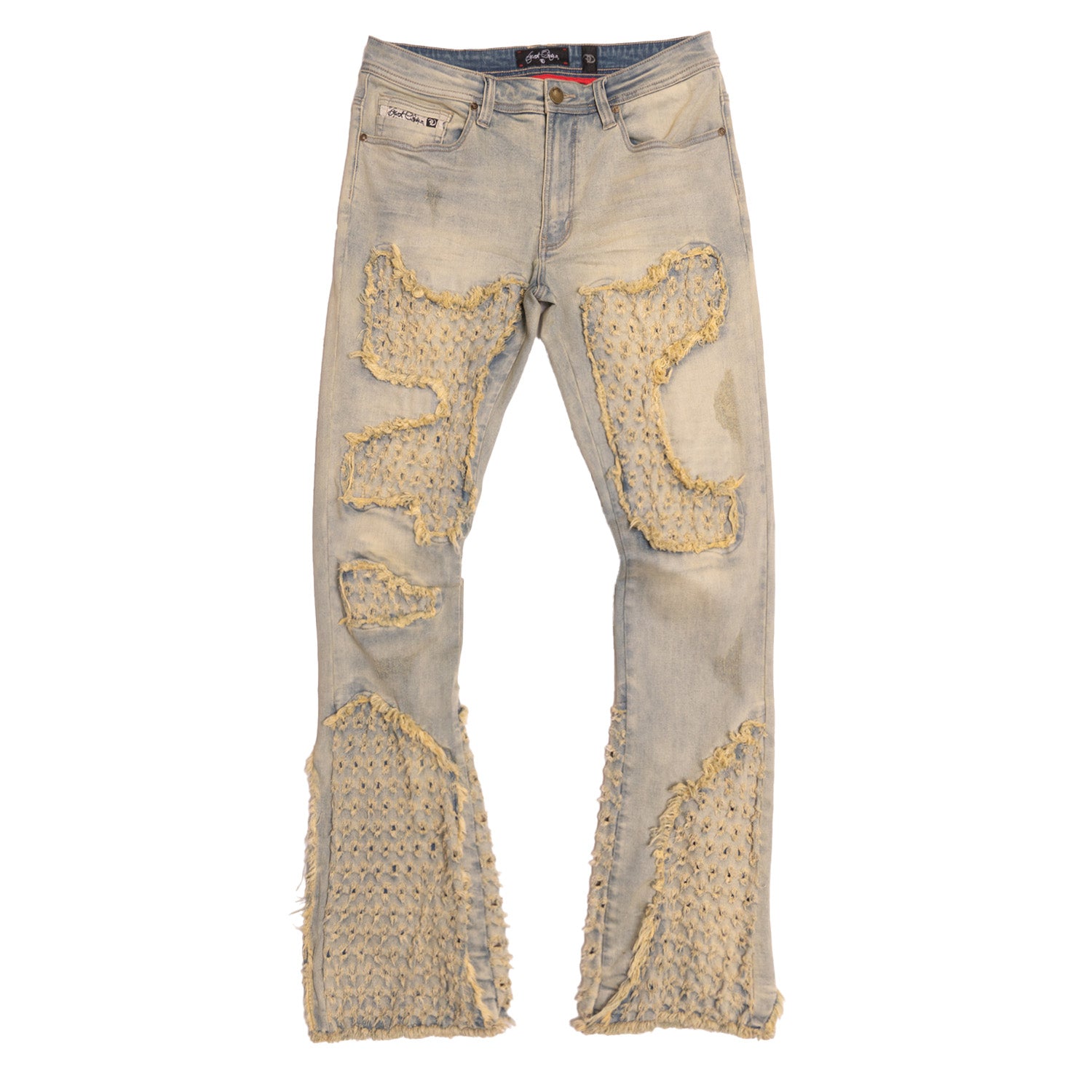 F1723 Tattered Denim Stacked Jeans - Dirt