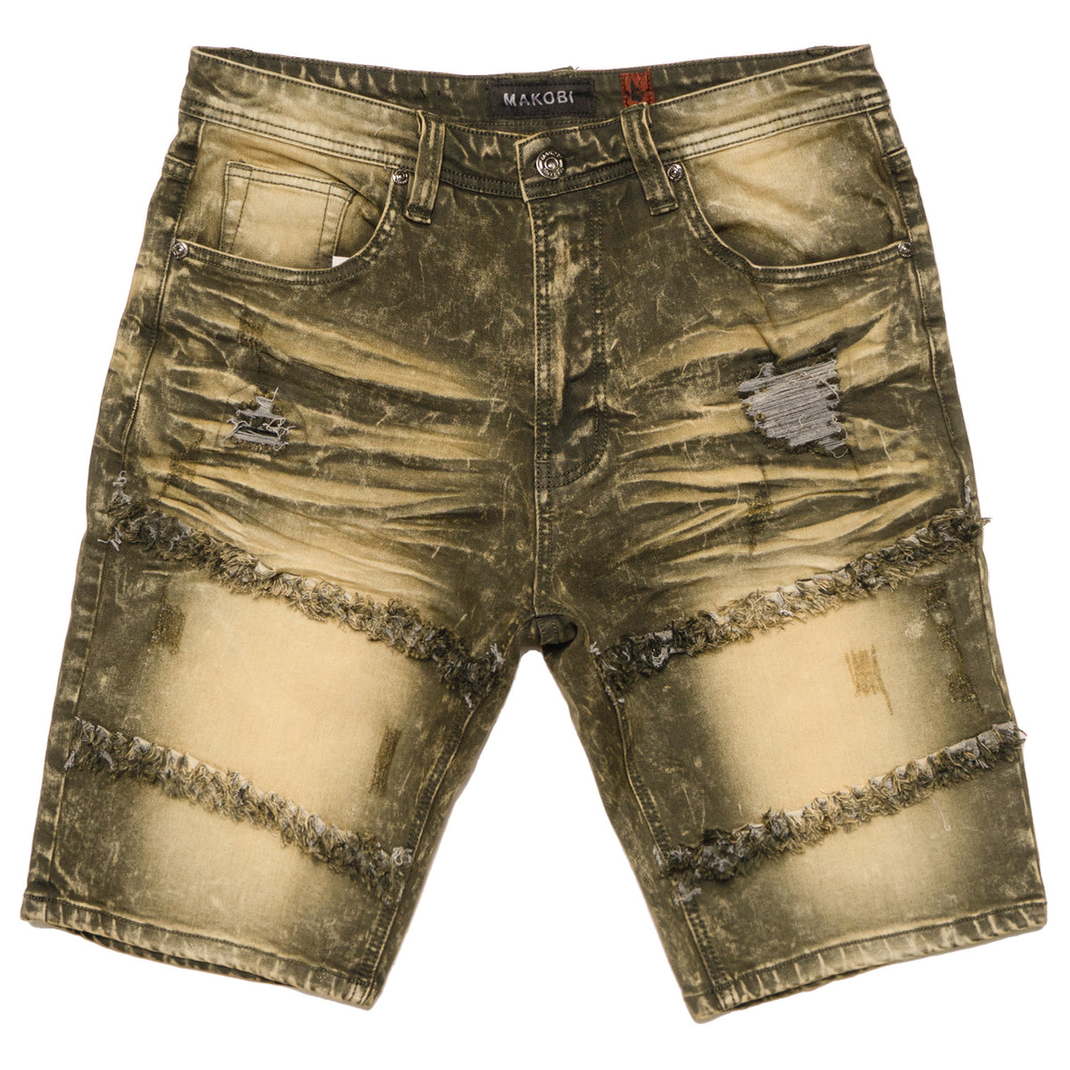 Makobi M967 Noah Denim Shorts in Olive