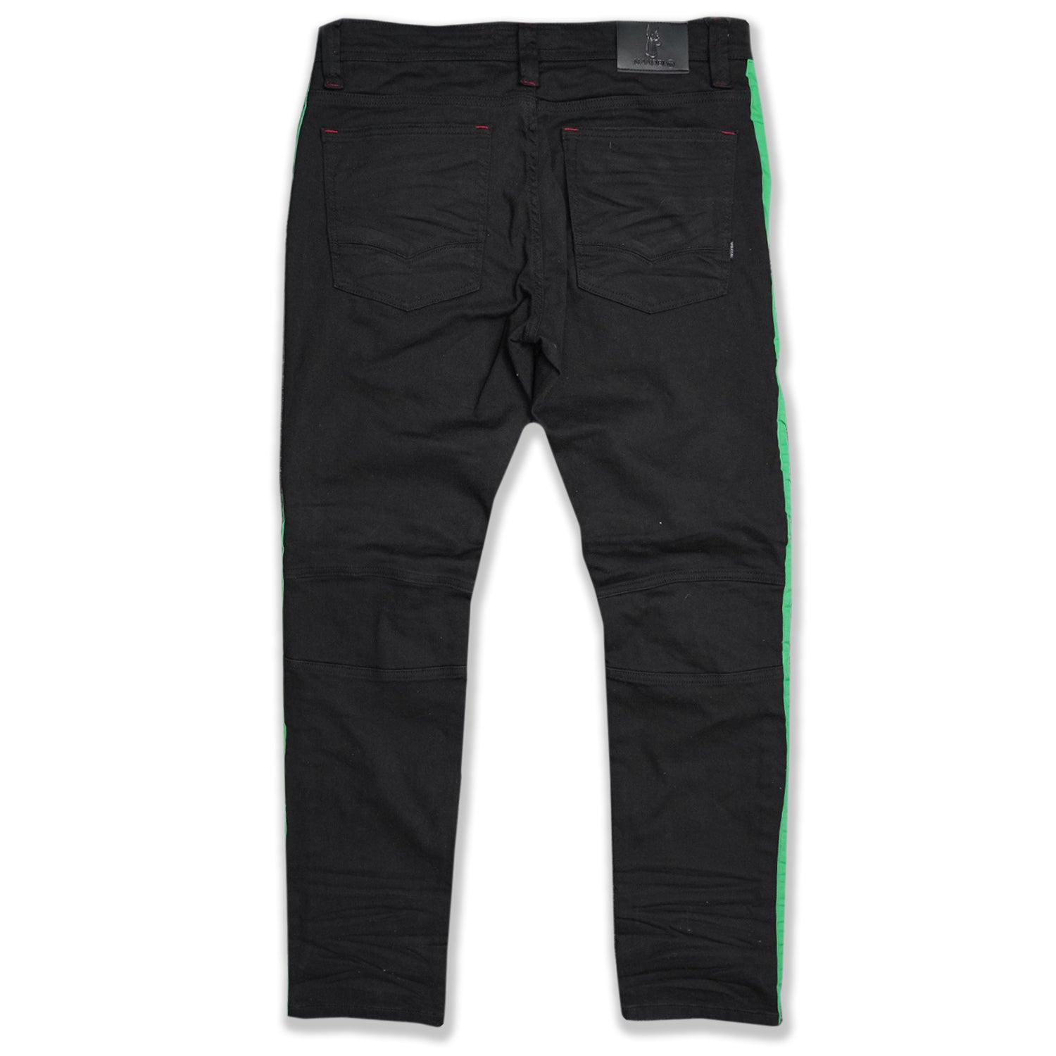 M1950 Makobi Biker Jeans w/ Nylon Stripes - Black