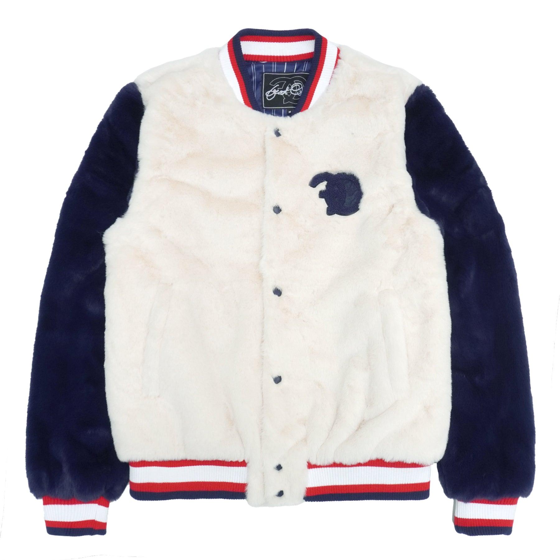 F1010 Marc Rabbit Fur Varsity Jacket - Natural or