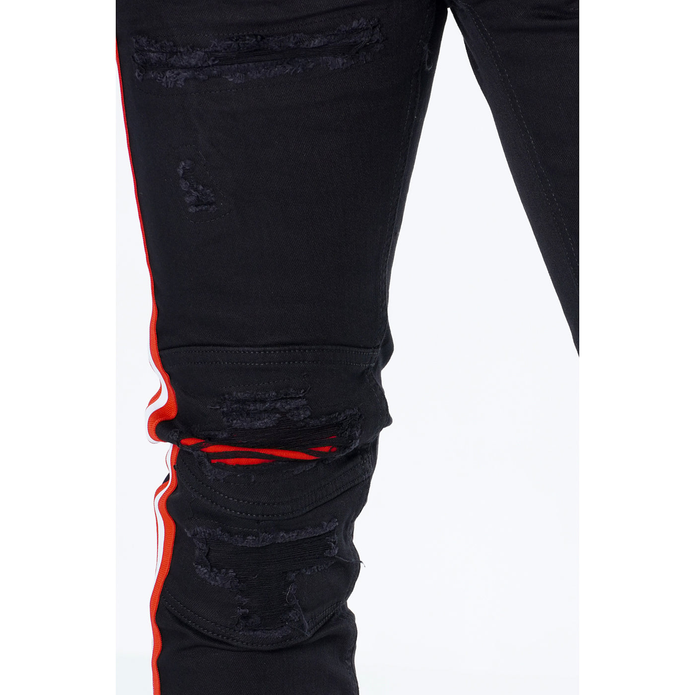 M1769 Makobi Cameo Denim Jeans - Black/Red