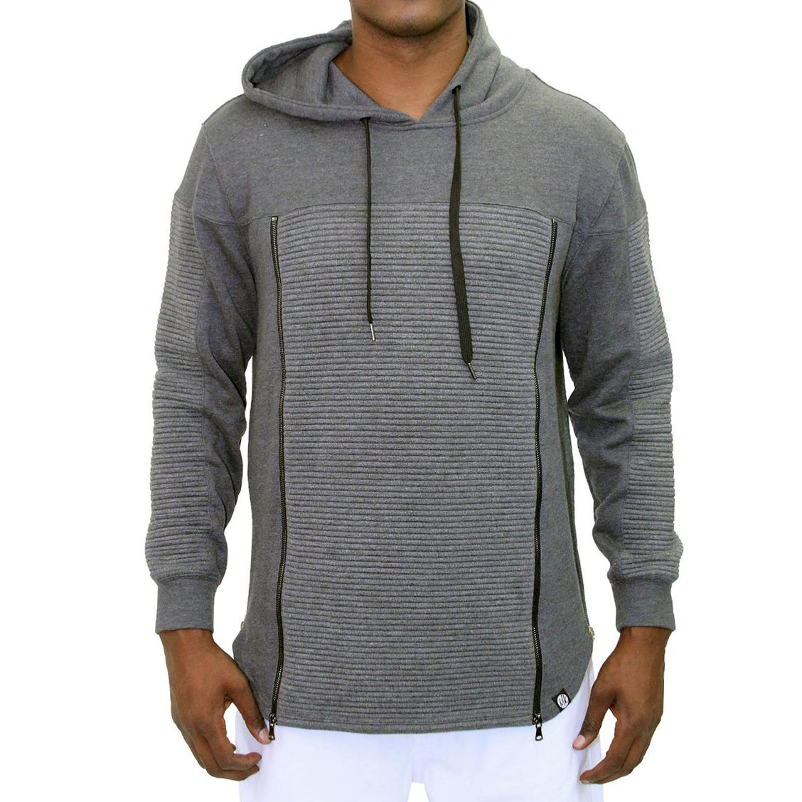 Makobi M312 Makobi Biker Panel Pullover Hoody in Grey