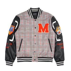M4315 Vercelli Plaid Varsity Jacket - Black