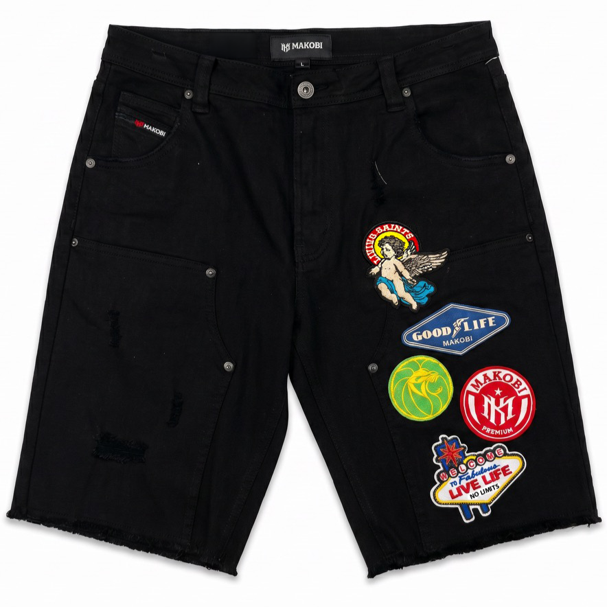 M941 Mondo Patch Denim Shorts - Black