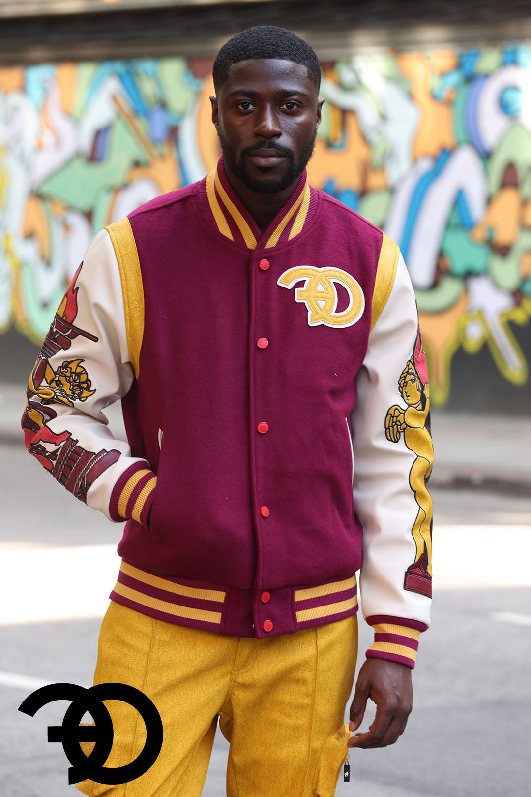 F1071 CASA De Wool Varsity Jacket - Burgundy – Makobi Jeans USA
