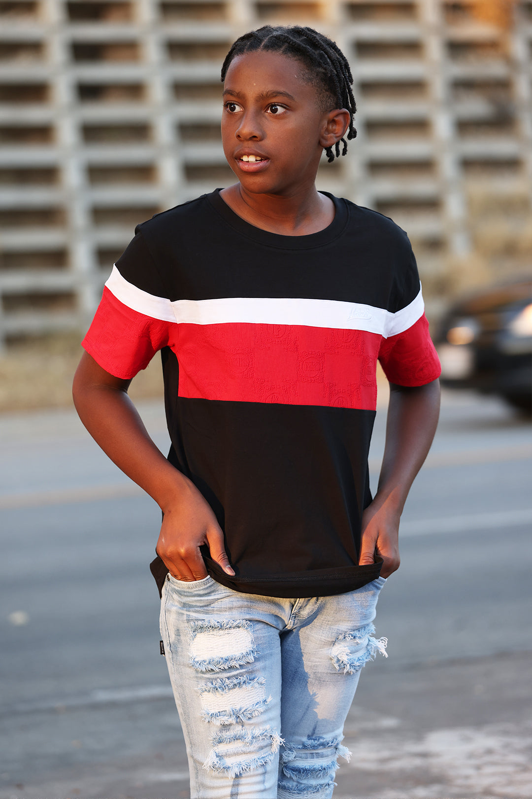 Makobi B141 Makobi Monogram KidsTee in Black, view 3