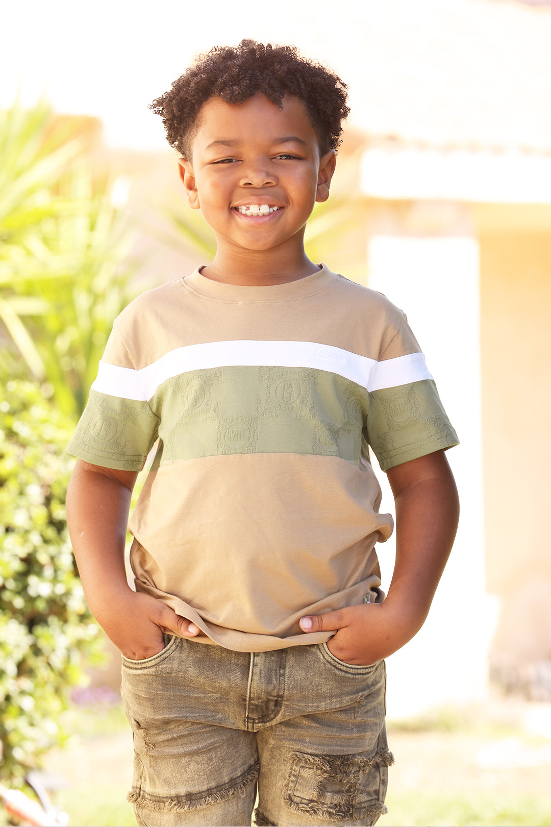 Makobi B141 Makobi Monogram KidsTee in Khaki