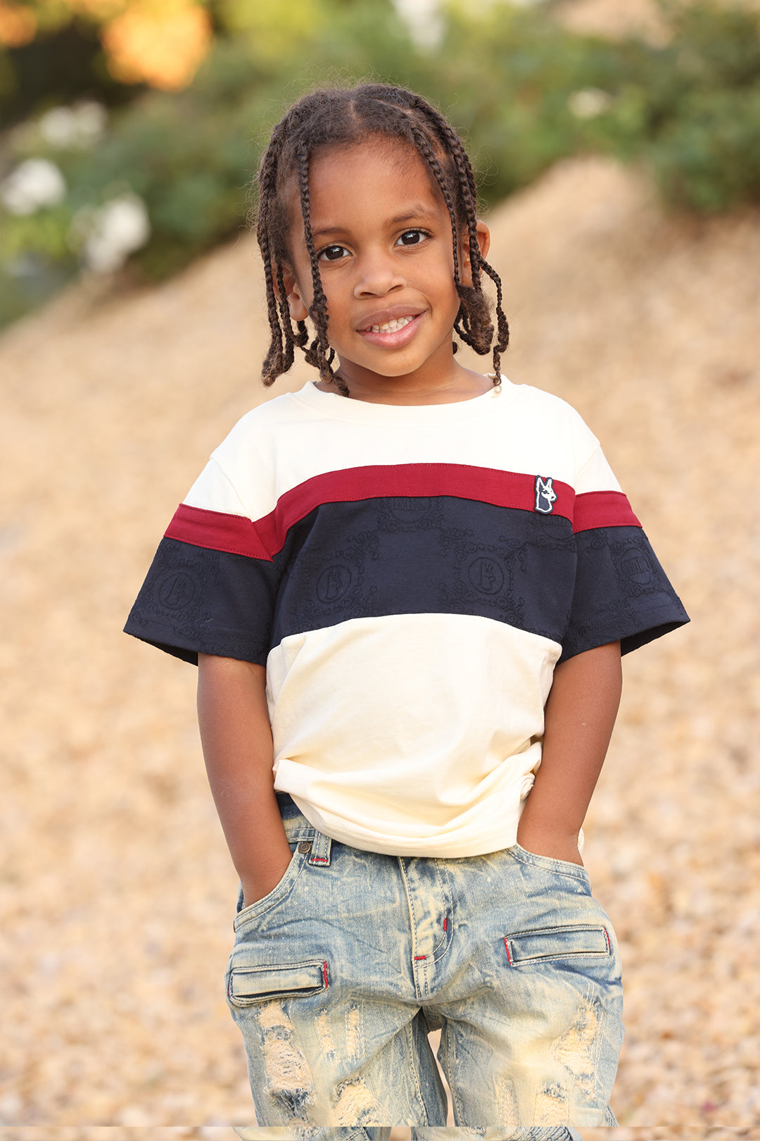 Makobi B141 Makobi Monogram KidsTee- Natural, view 3