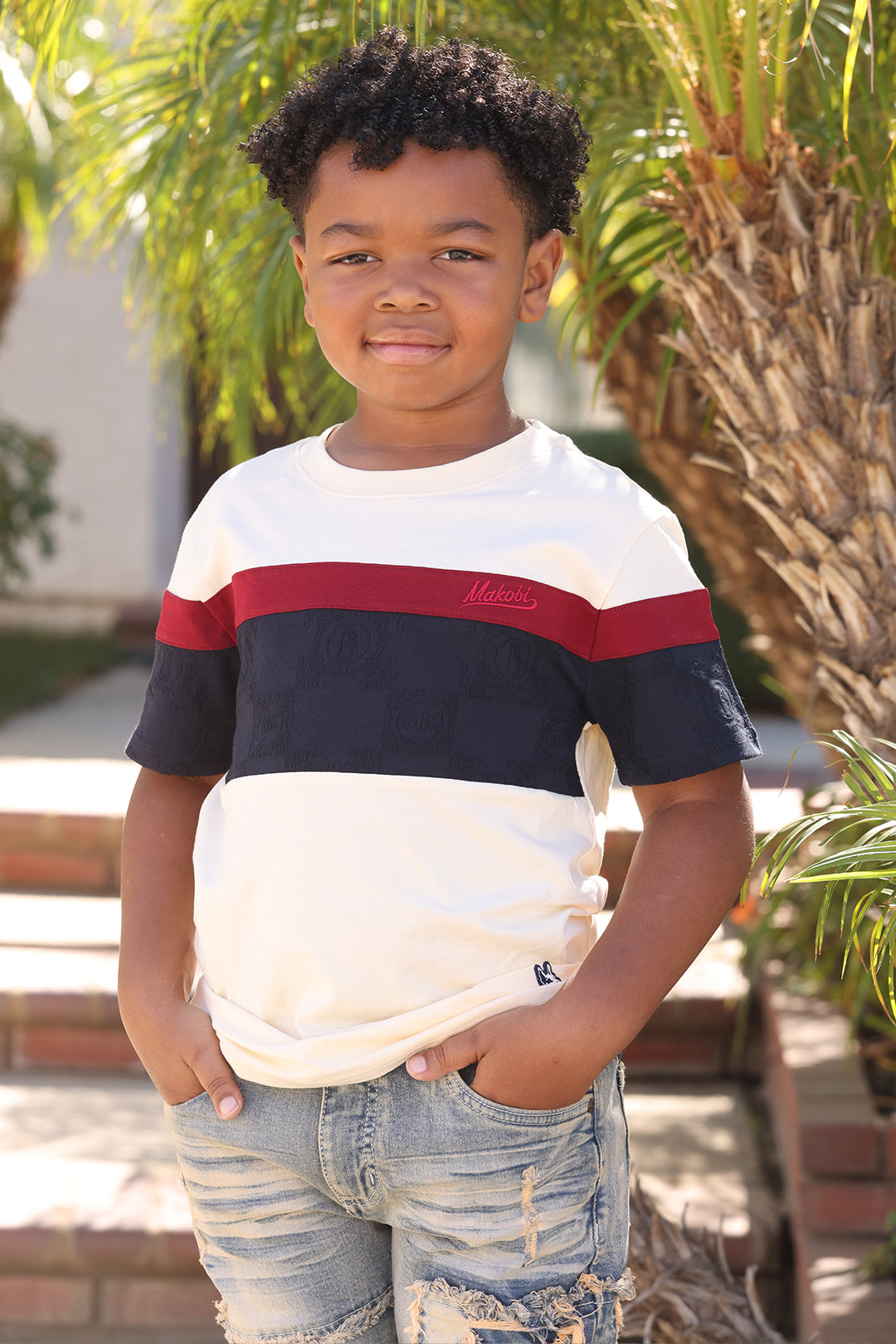 Makobi B141 Makobi Monogram KidsTee- Natural
