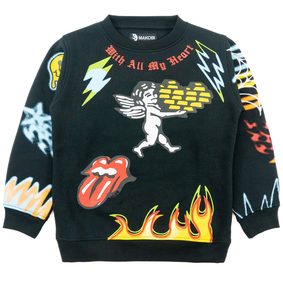 B4525 - Makobi KIDS Graffiti Stacked Fleece Set - Black