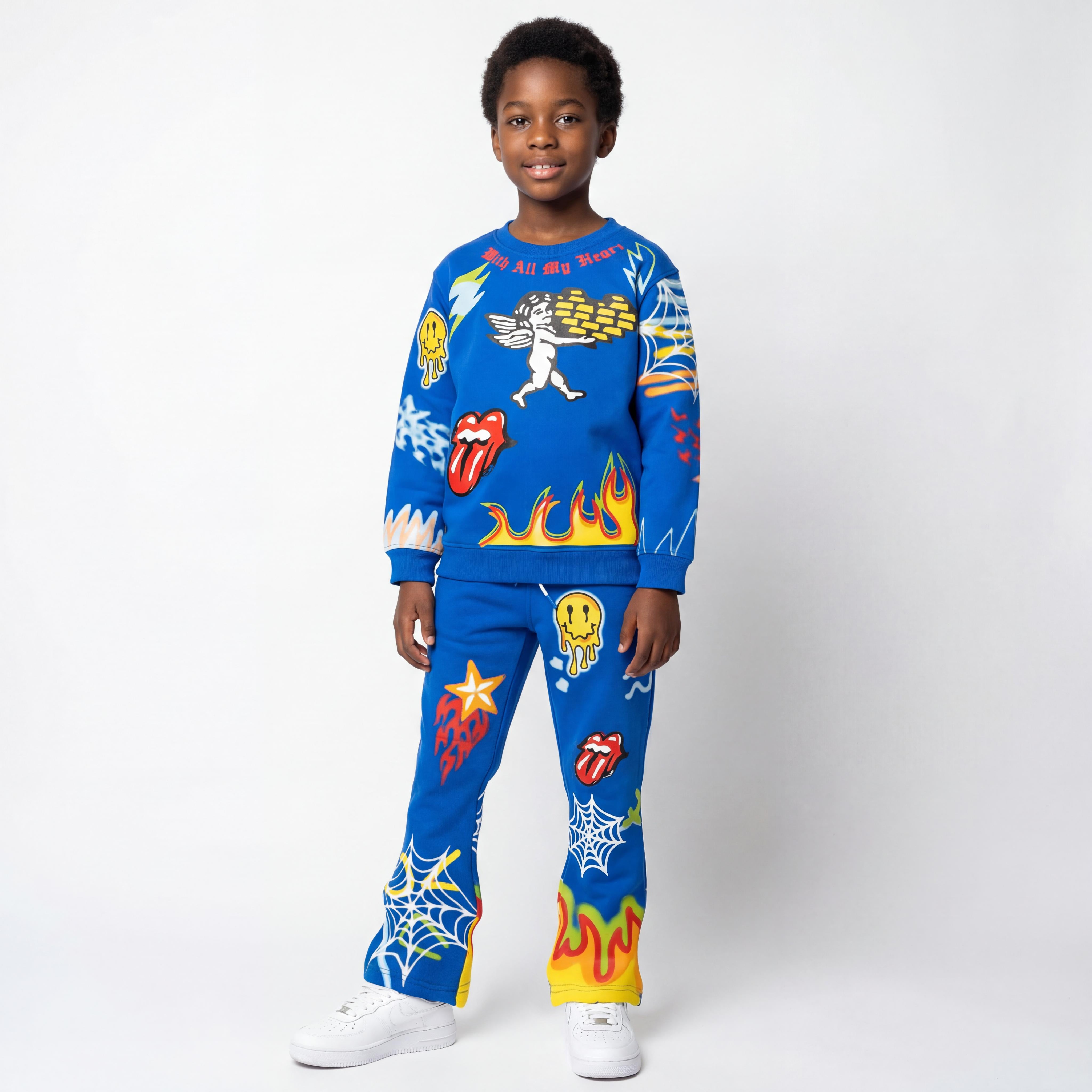 B4525 - Makobi KIDS Graffiti Stacked Fleece Set - Royal