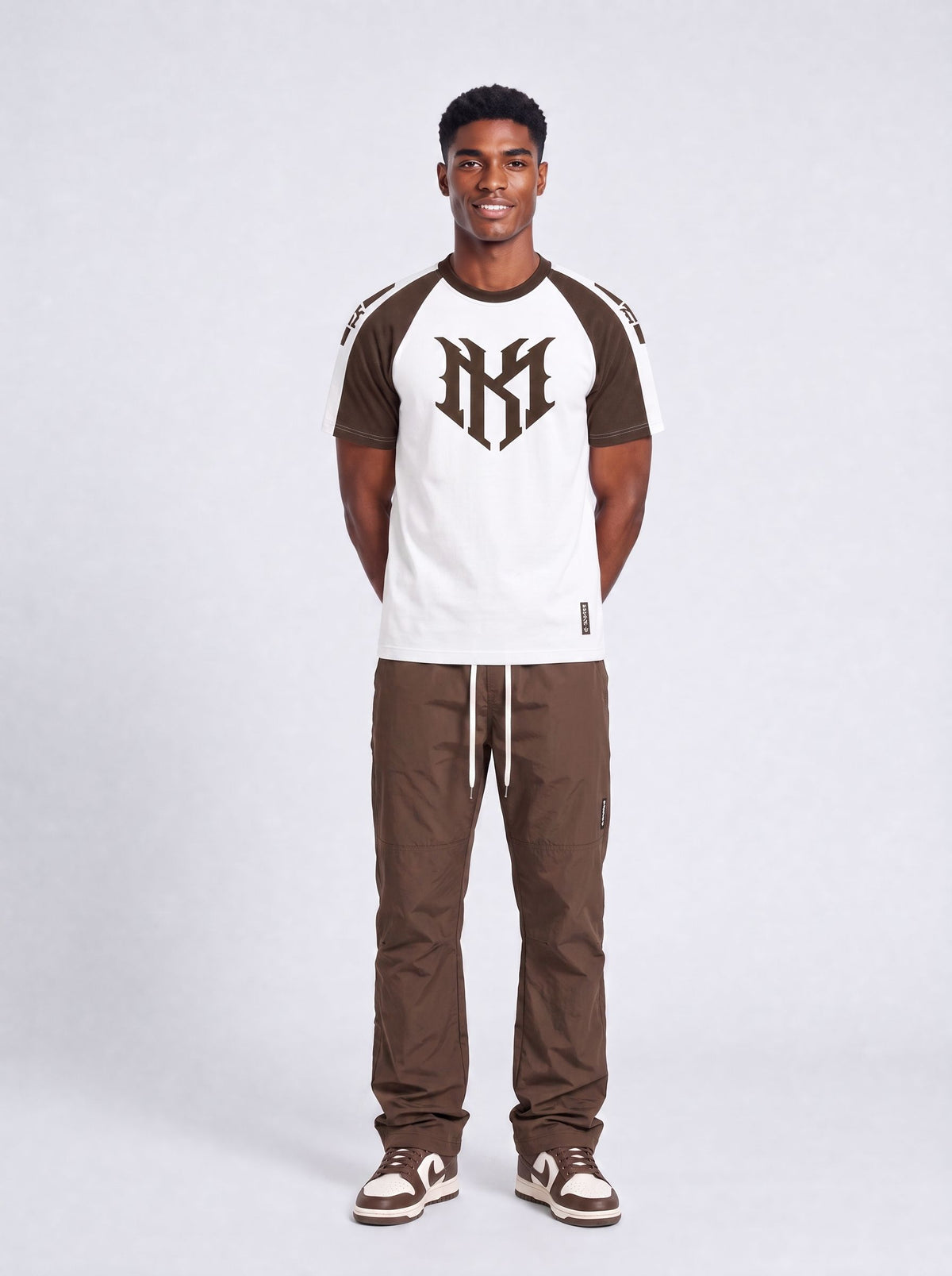 M1634 Adorni Stacked Nylon Pants - Dark Brown