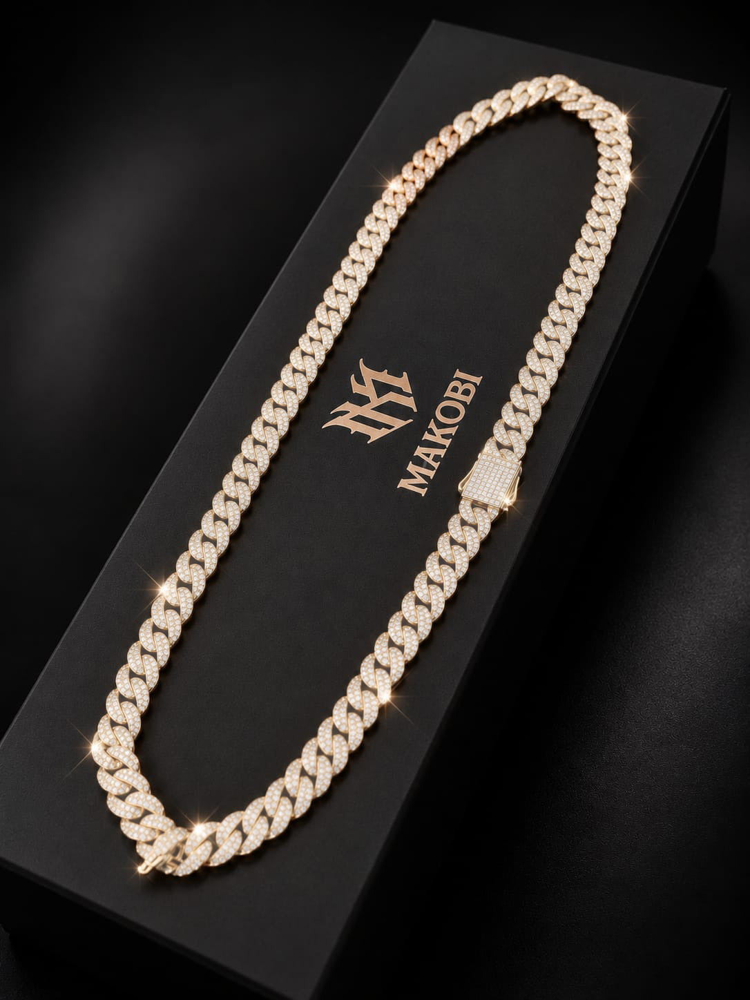 Iced Out Cuban Link Chain 8.5mm 18K Gold