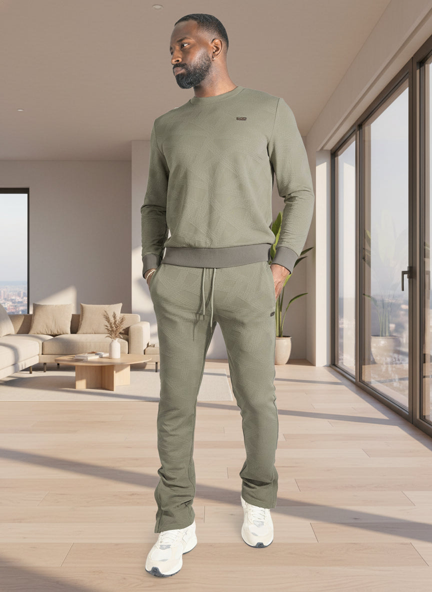 Set | M4247 Bernardi Crewneck Set - Taupe