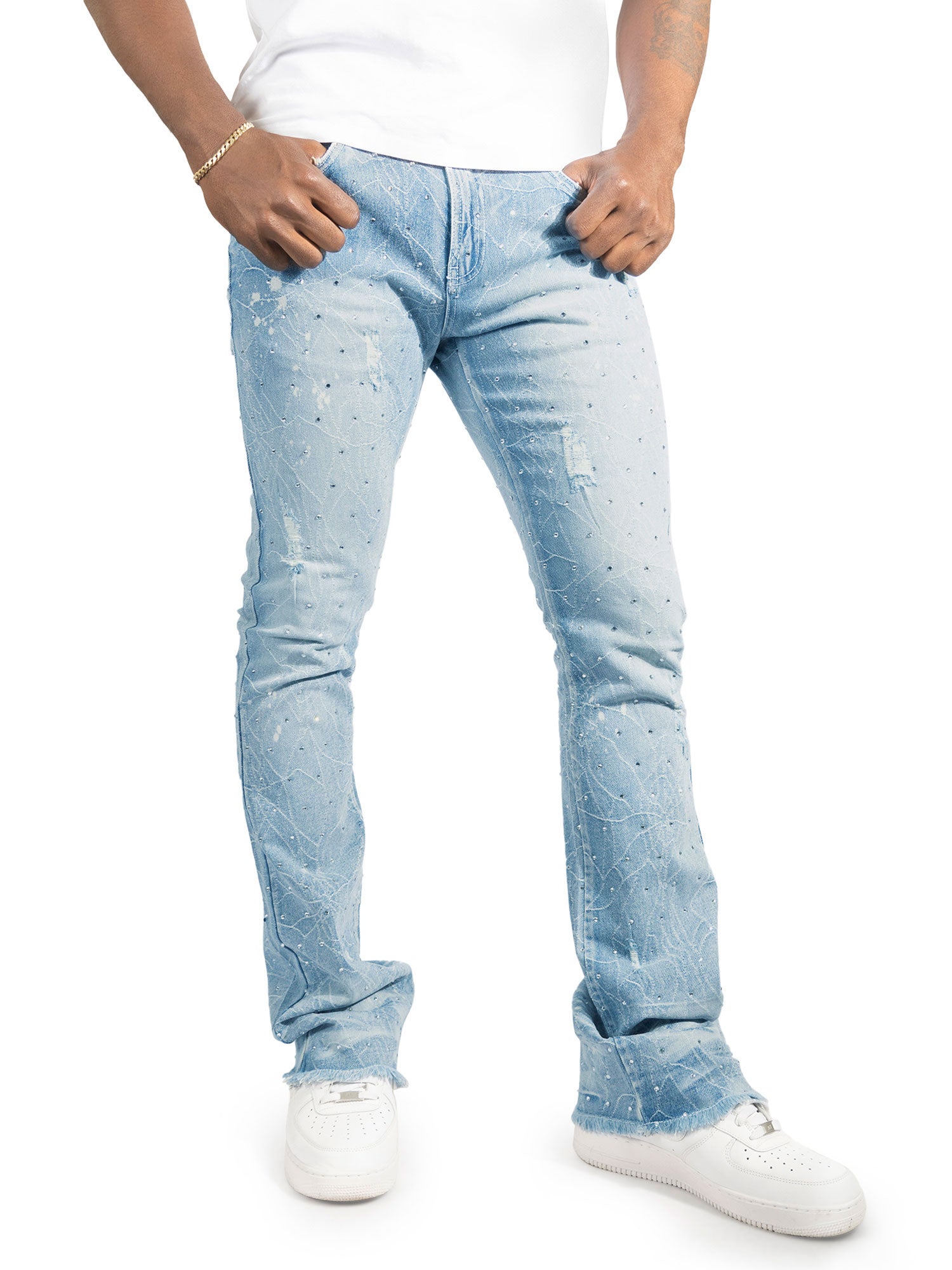 F1746 Amoto Stacked Pants - Light Wash