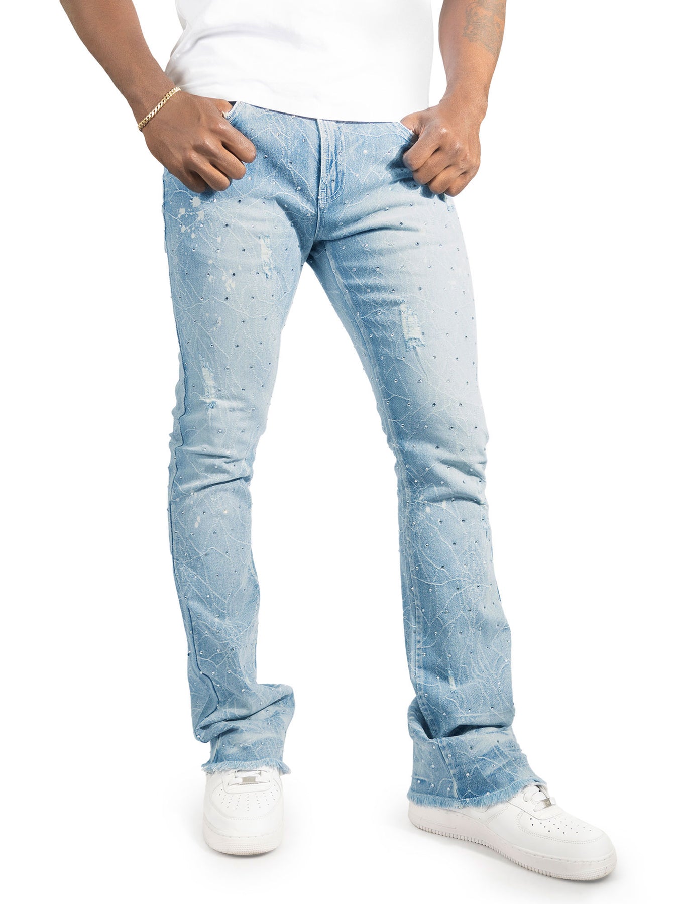 F1746 Amoto Stacked Pants - Light Wash