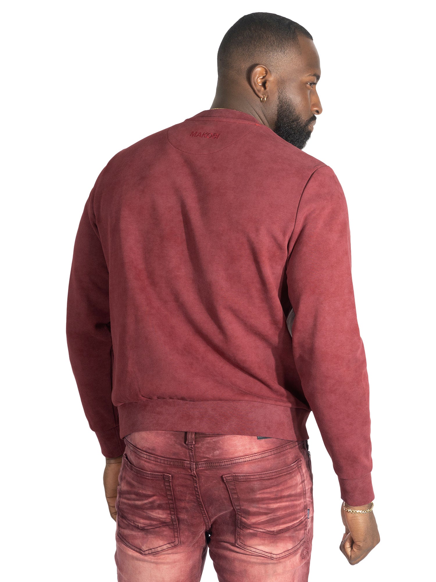 Makobi M4241 Lorenzino Crewneck in Burgundy, view 5