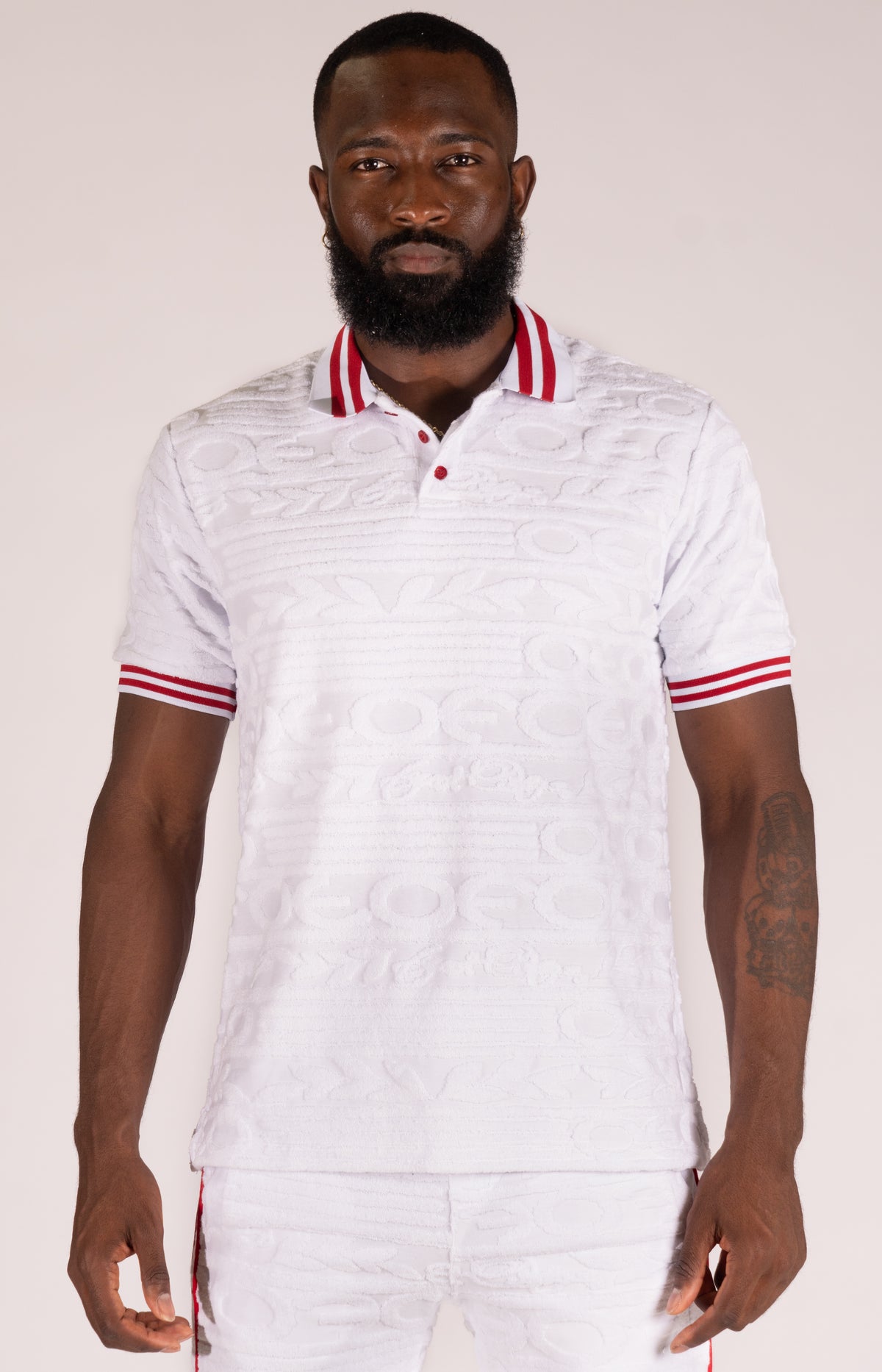 Makobi F178 Baroque Terry Polo in White, view 2
