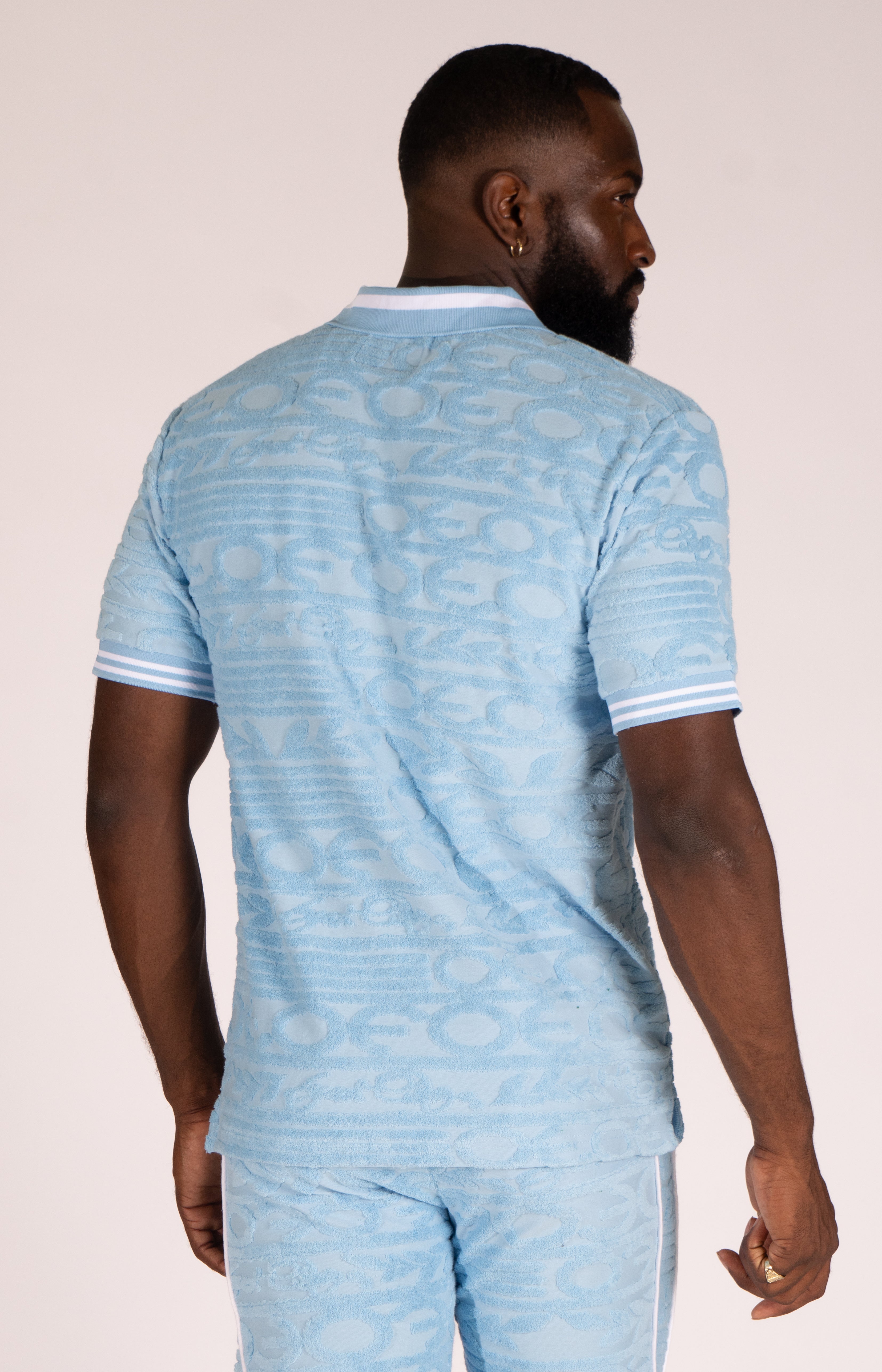 Makobi F178 Baroque Terry Polo in Blue, view 3