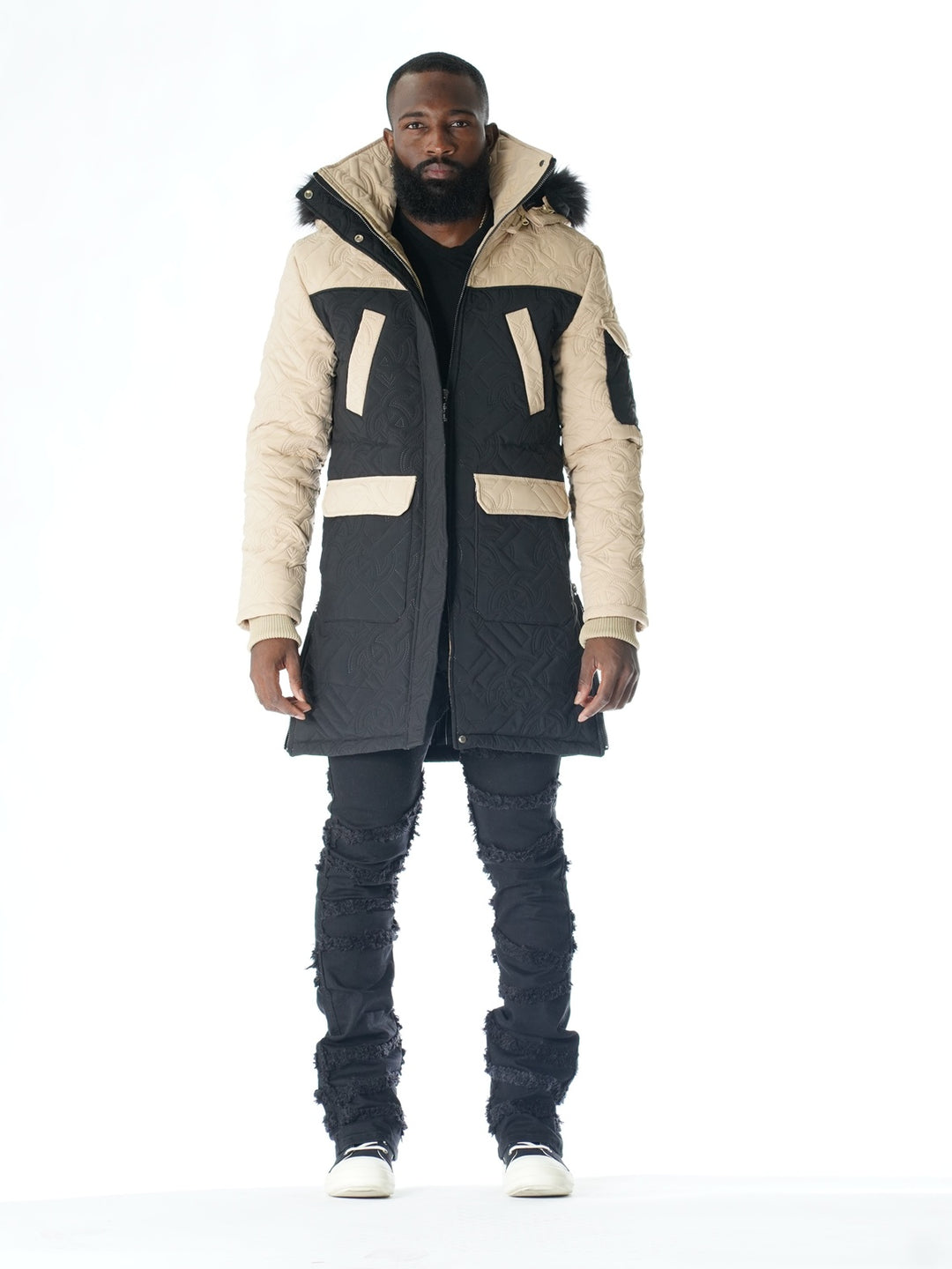 F7700 Apollo Long Quilted Jacket  - Black