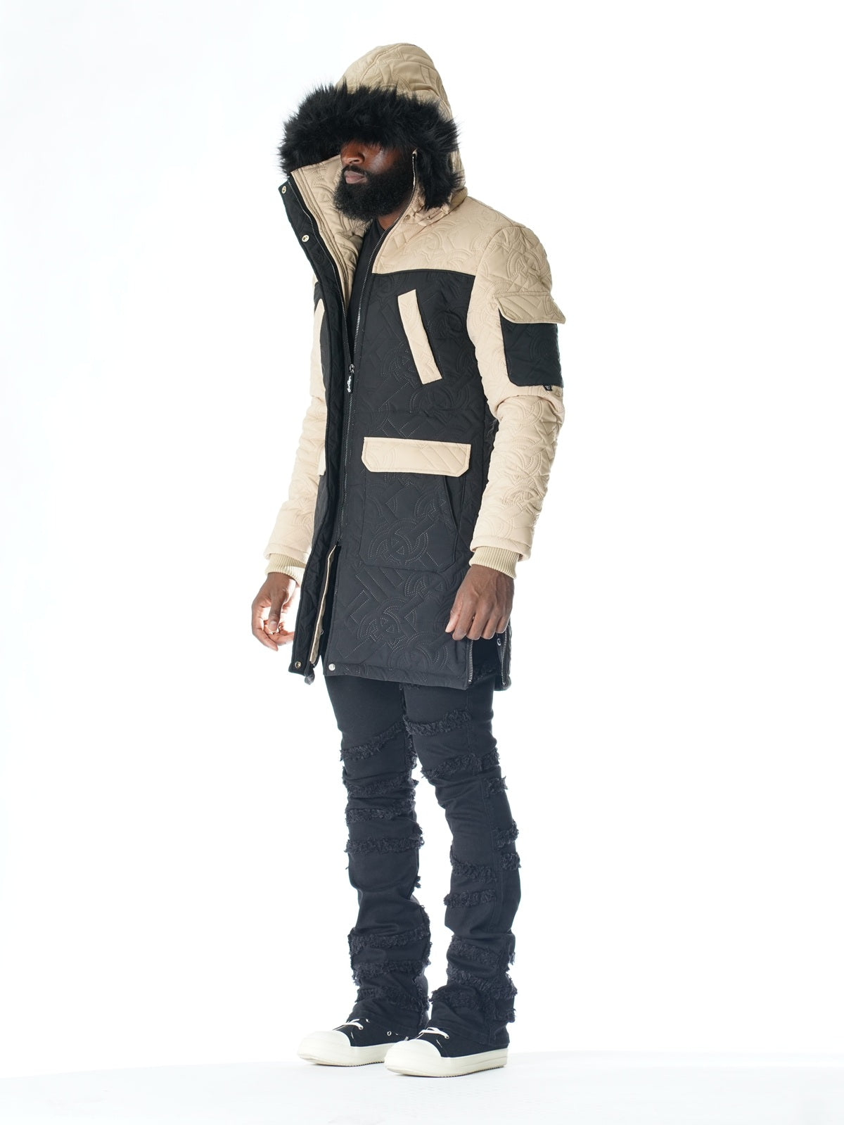 F7700 Apollo Long Quilted Jacket  - Black