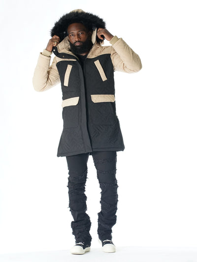 F7700 Apollo Long Quilted Jacket  - Black