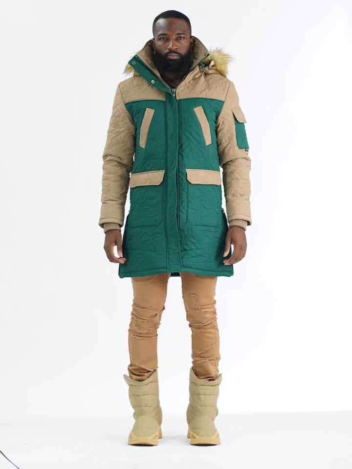 F7700 Apollo Long Quilted Jacket  - Green