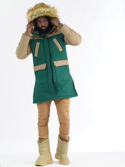 F7700 Apollo Long Quilted Jacket  - Green