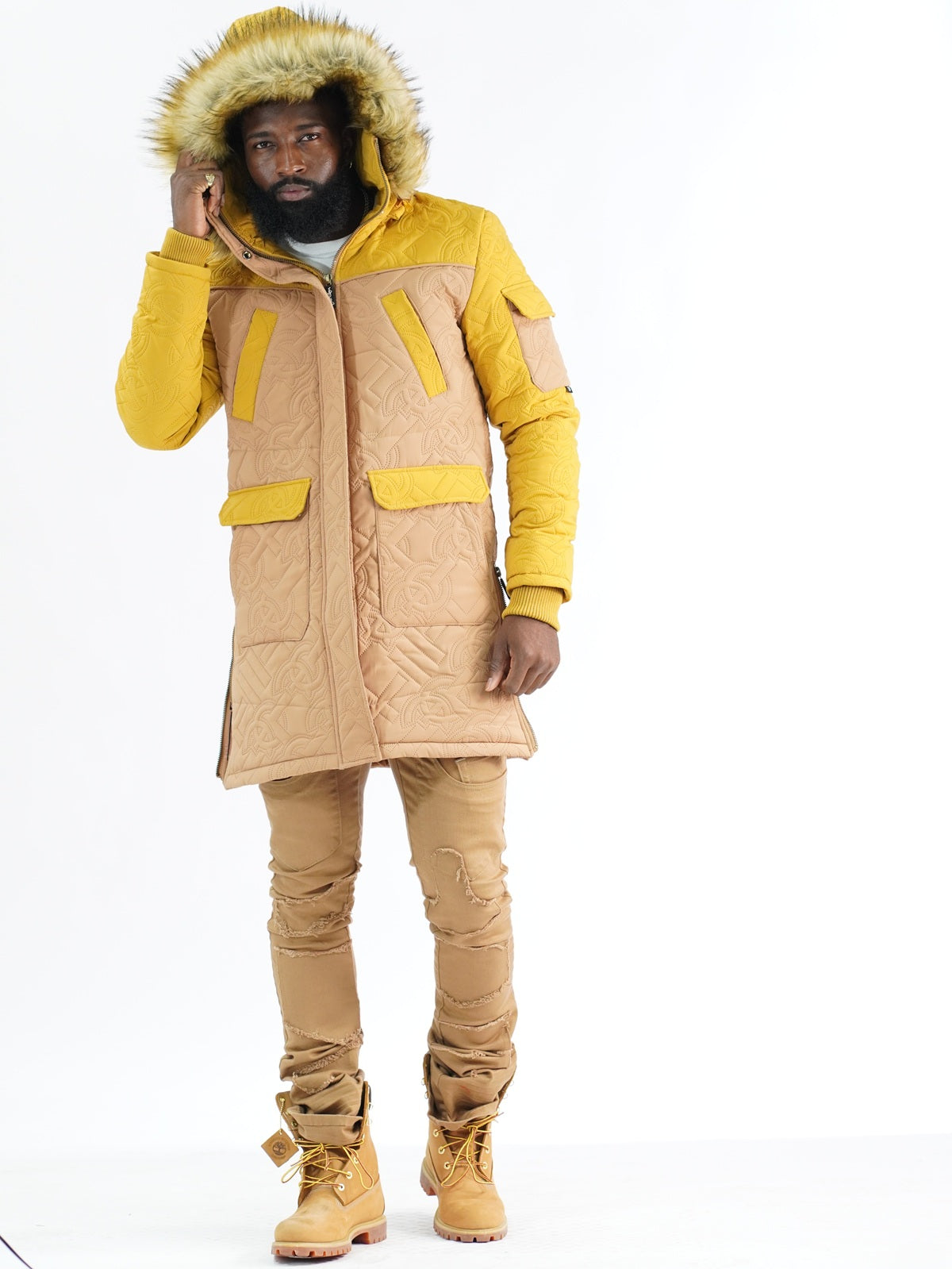 F7700 Apollo Long Quilted Jacket - Khaki