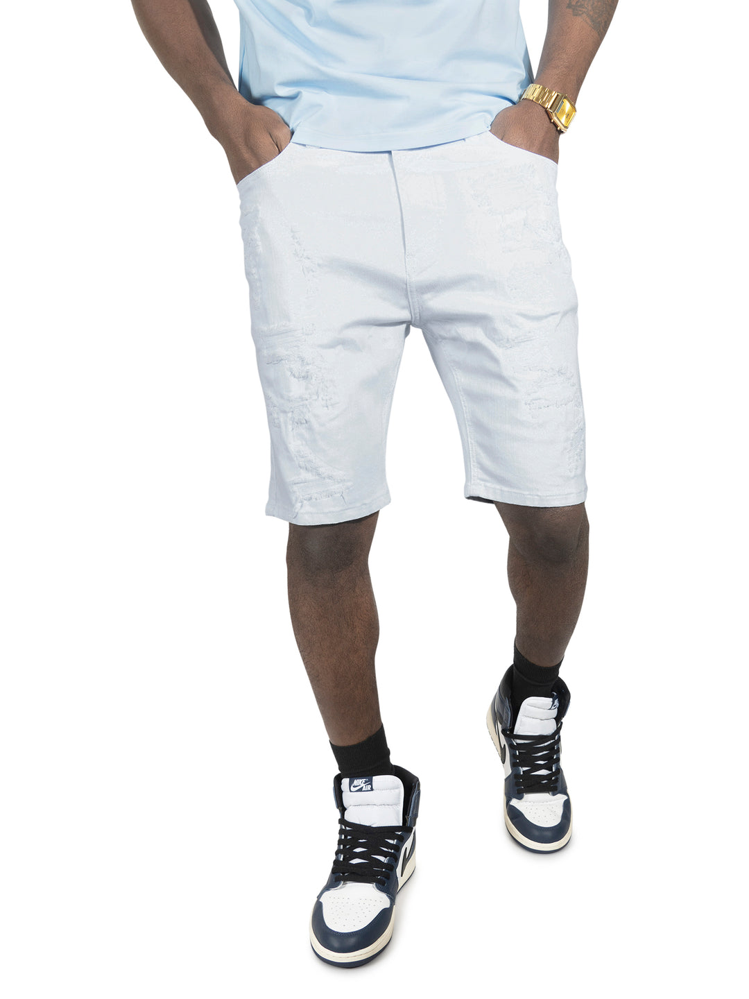M607 Amato Denim Shorts - White