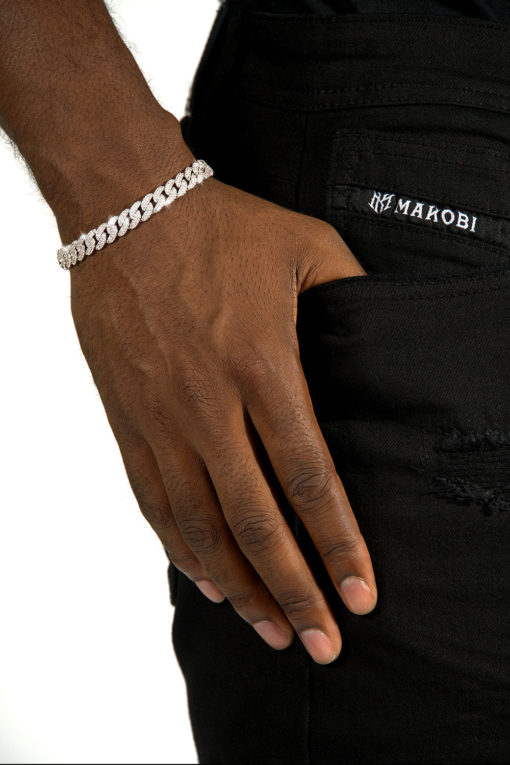 Iced Cuban Link Chain & Bracelet Set 8.5mm - 18K White Gold