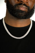 Iced Cuban Link Chain 8.5mm 18K White Gold