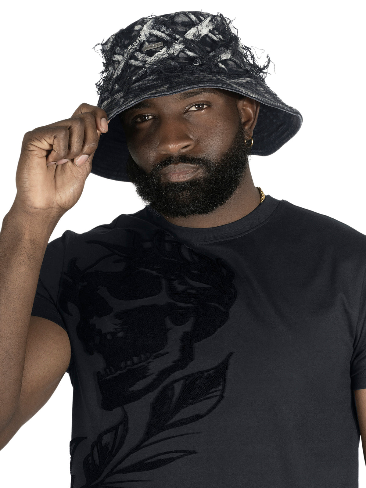 Makobi M016 Rinaldi Denim Bucket Hat in Black, view 2