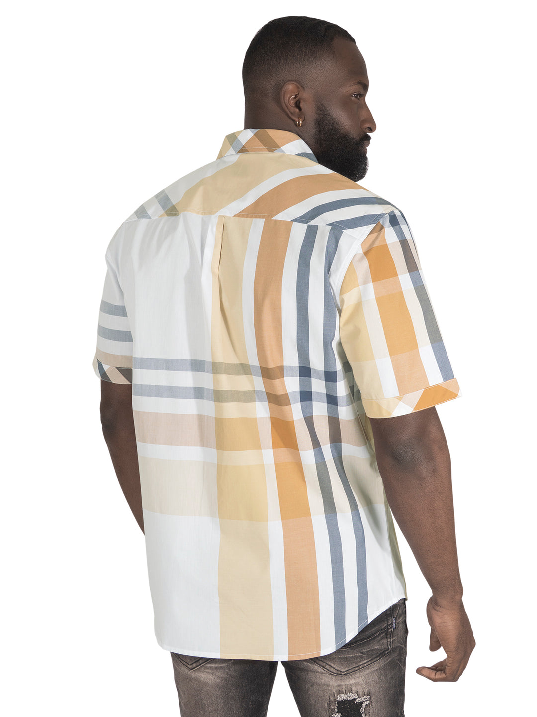 V842 Robert Plaid Button-Down Shirt - Khaki