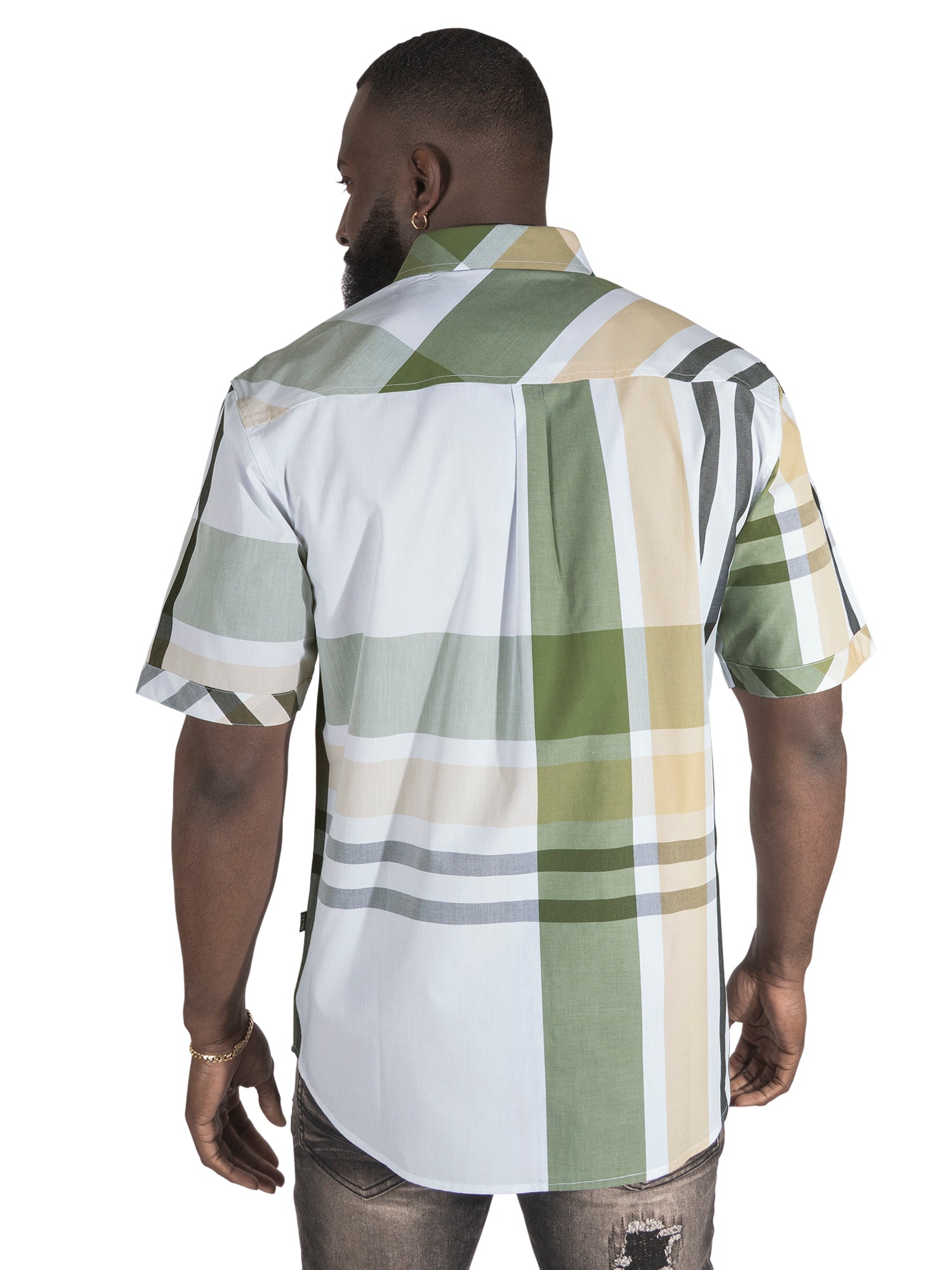 Makobi V842 Robert Plaid Button in Down Shirt - Olive, view 2