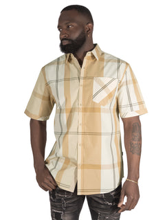V814 Veno Button-isalẹ Kukuru Sleeves Shirt - Black