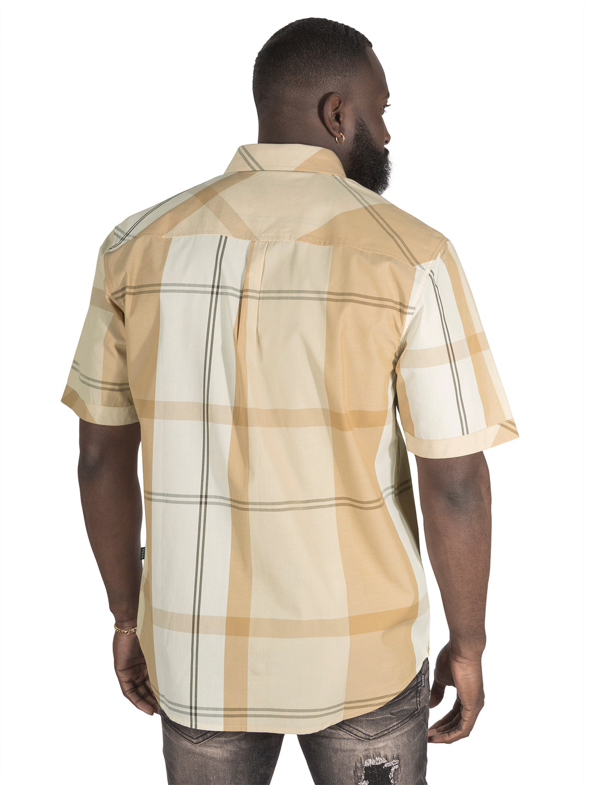 Makobi V829 Colton Plaid Shirt in Natural, view 2