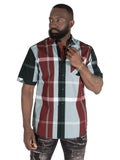 V814 Veno Button-isalẹ Kukuru Sleeves Shirt - Black