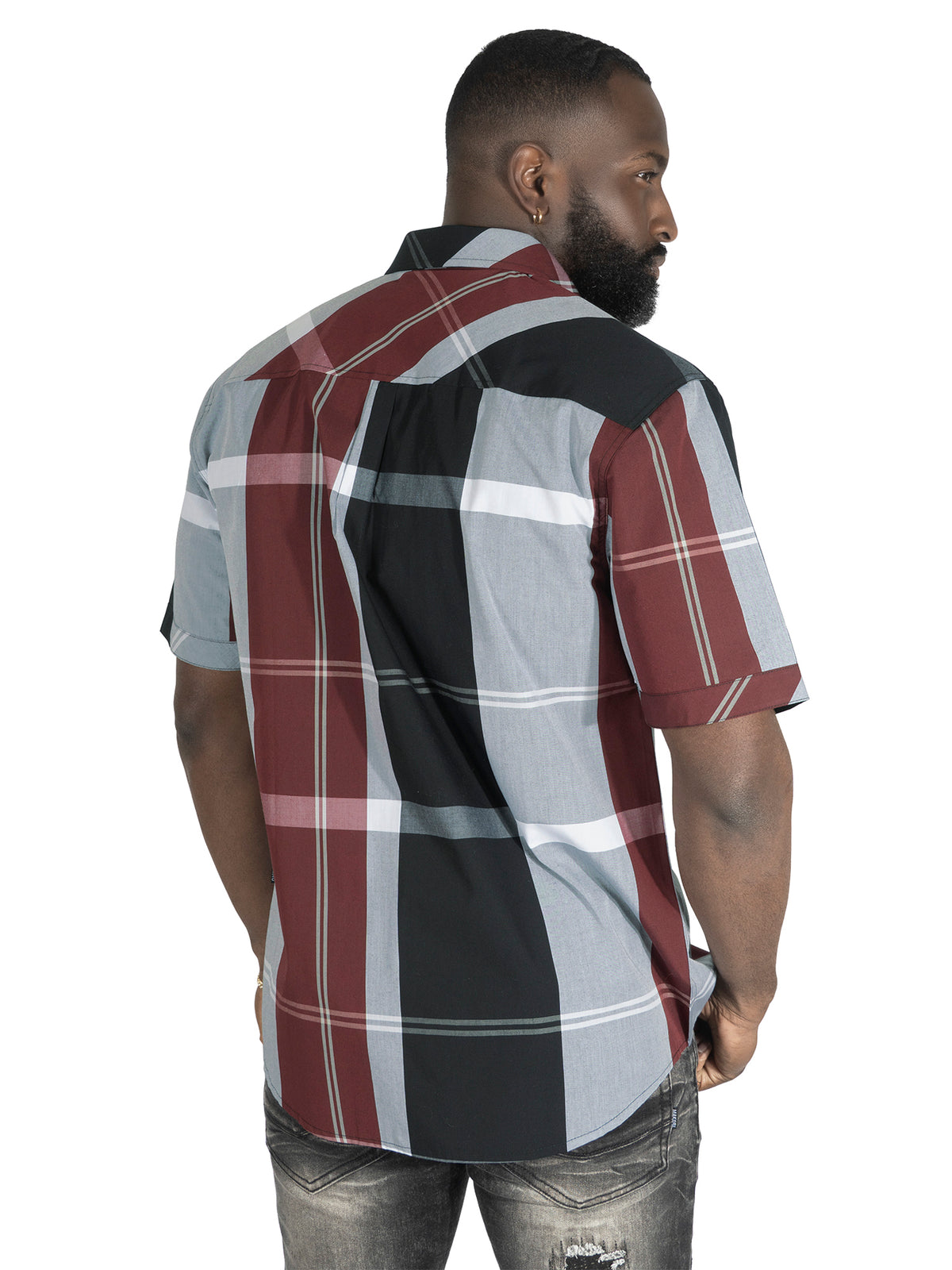 V814 Veno Button-isalẹ Kukuru Sleeves Shirt - Black