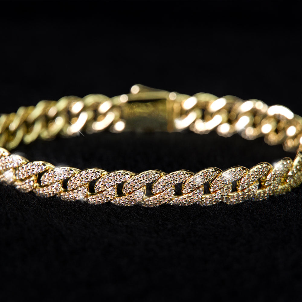 Iced Out Cuban Link Set 8.5mm 18K Gold Set