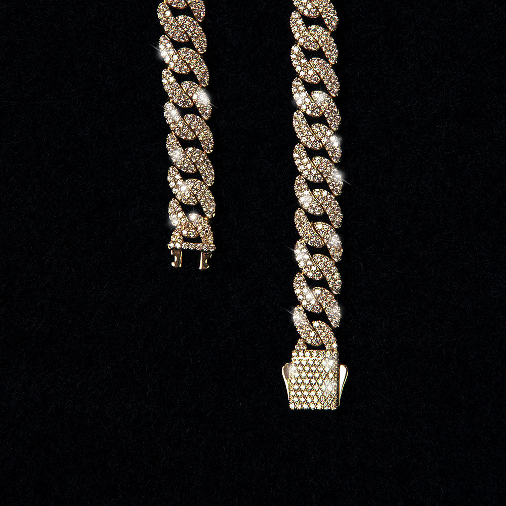 Iced Out Cuban Link Chain 8.5mm 18K Gold