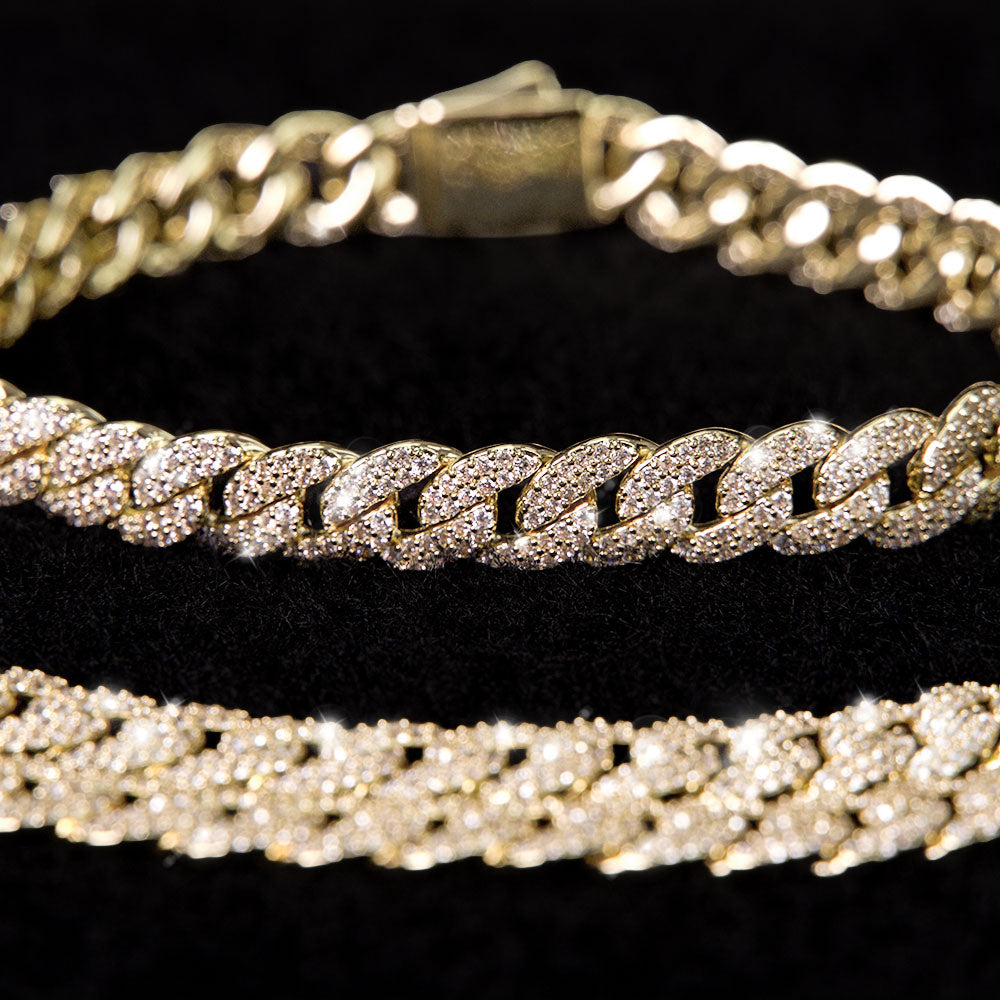 Iced Out Cuban Link Set 8.5mm 18K Gold Set