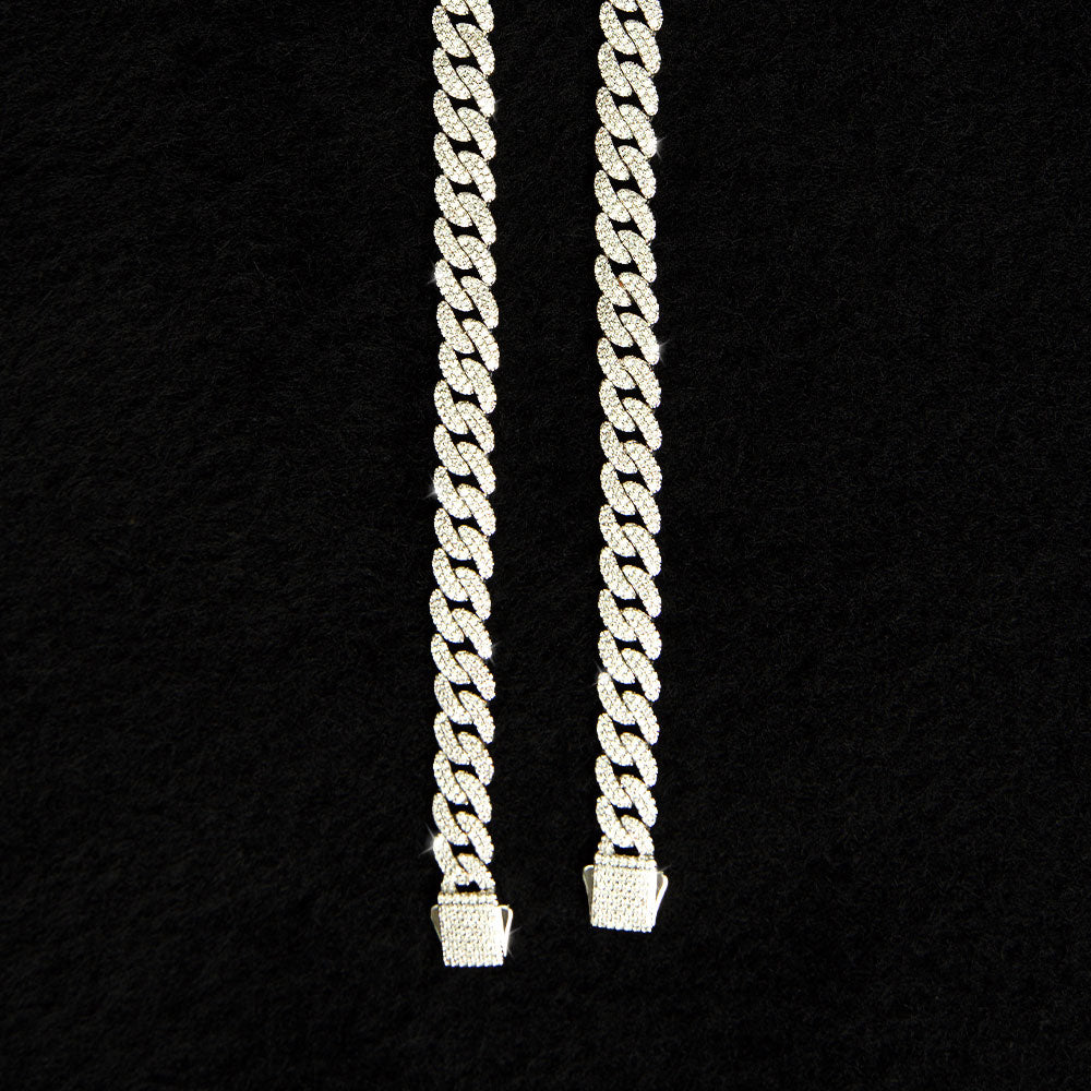 Iced Cuban Link Bracelet - 18K White Gold