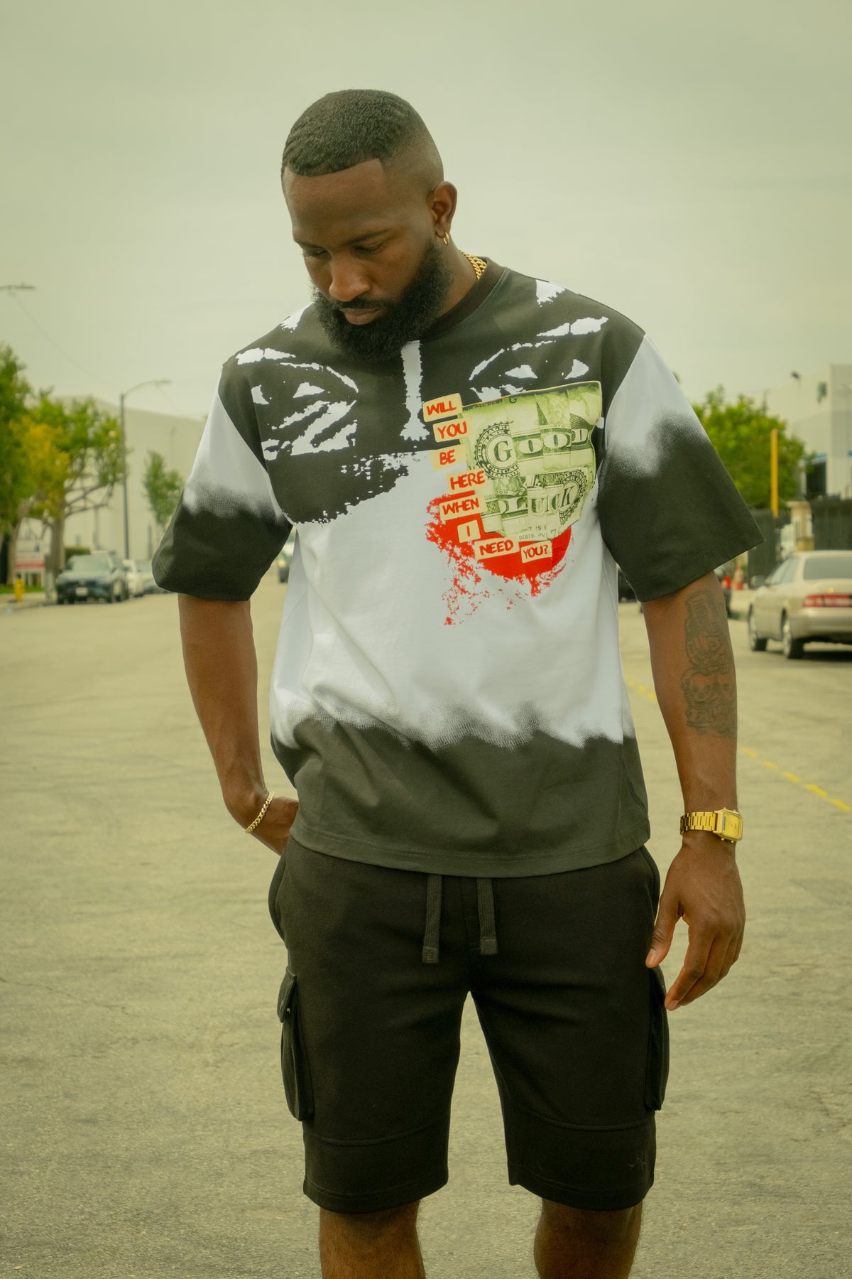 M369 Good Luck Money Oversized Tee - White