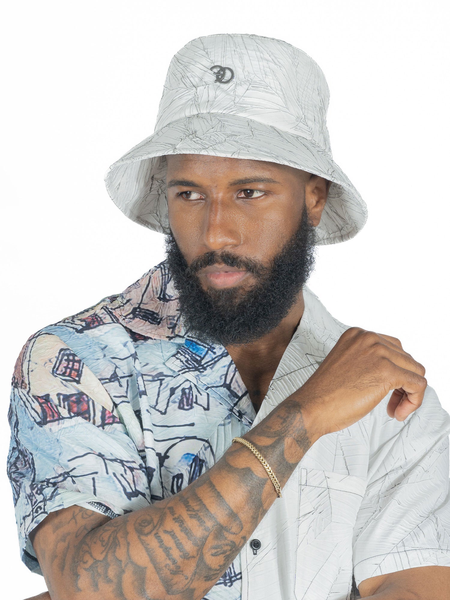 Makobi F004 Monico Nylon Bucket Hat in White, view 2