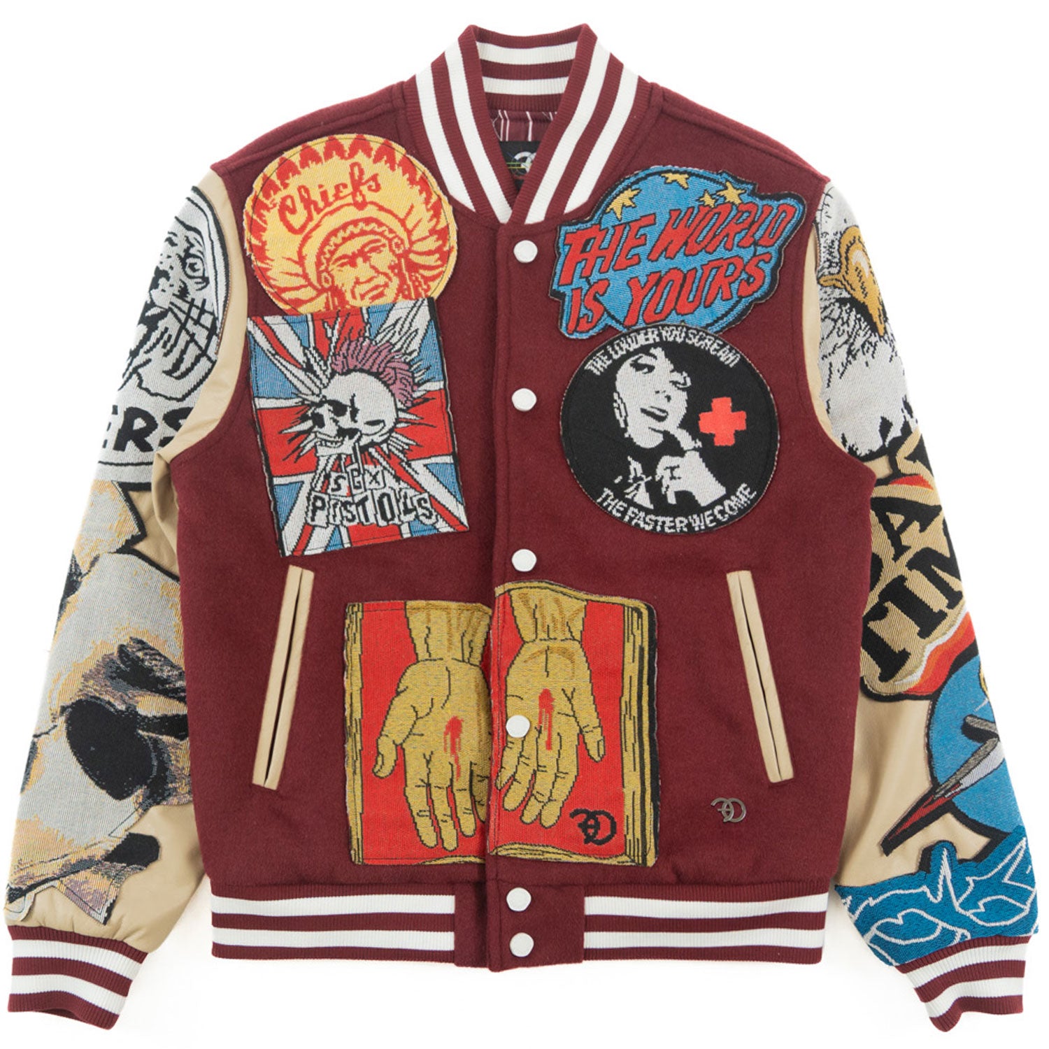 F1005 Love Scars Varsity Jacket - Burgundy