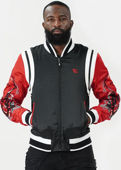 F1025 Lotus Reversible Souvenir Jacket - Black/Red