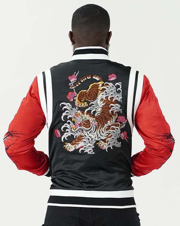 F1025 Lotus Reversible Souvenir Jacket - Black/Red