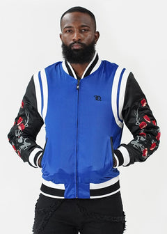 F1025 Lotus Reversible Souvenir Jacket - Royal/Black